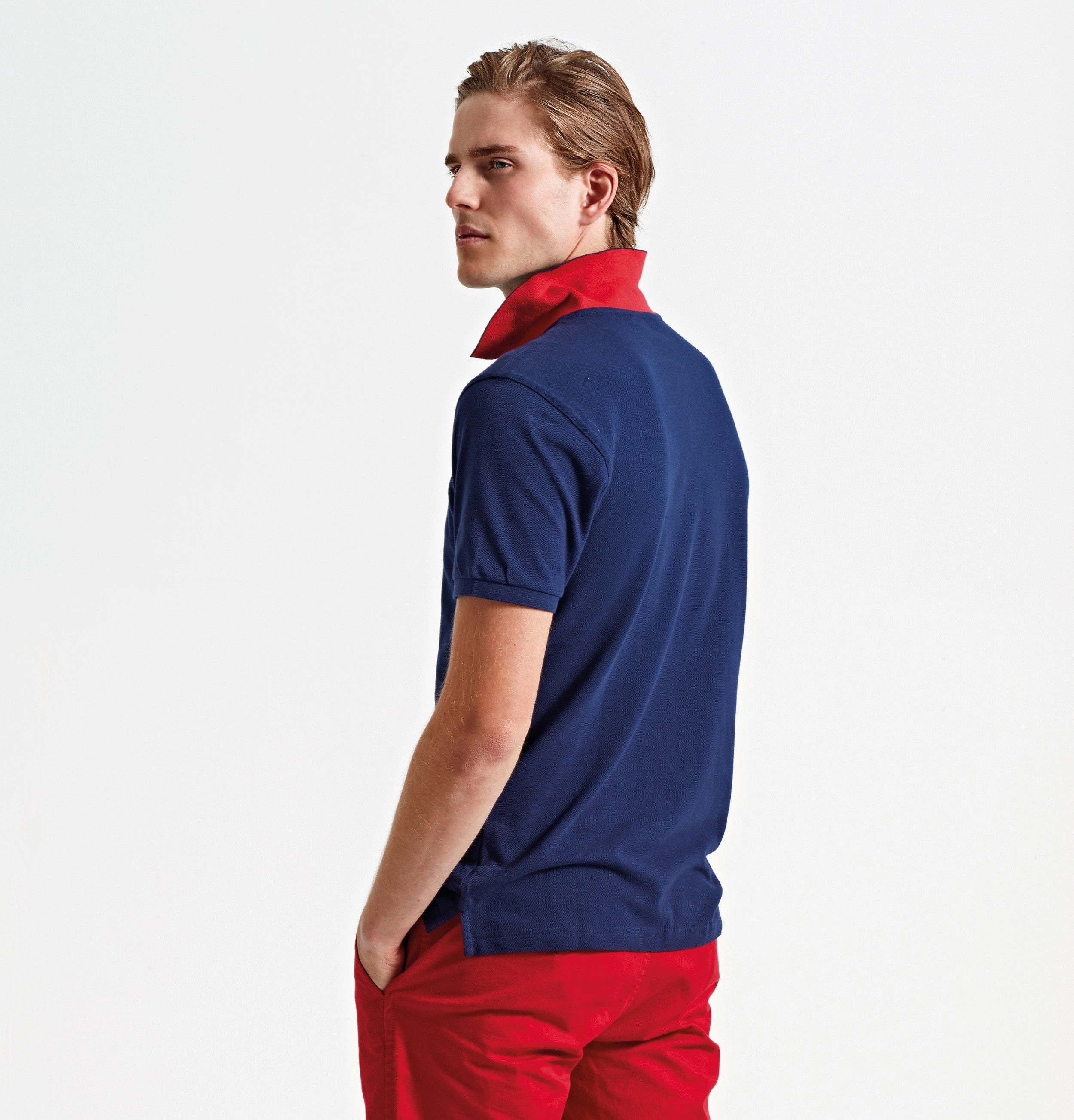 Oversized Silhouette Men's Classic Fit Contrast Polo | BLACK/RED