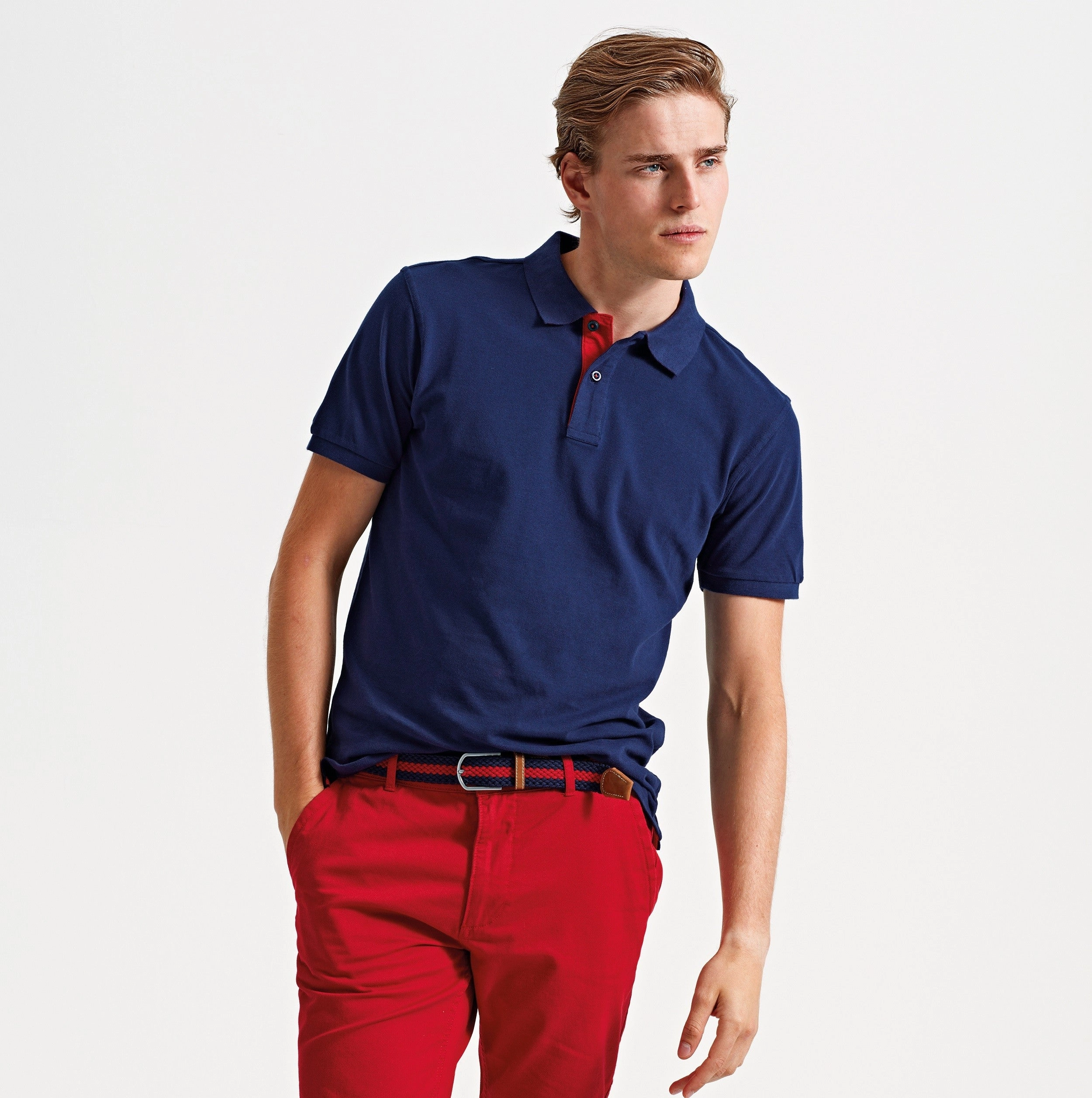Golf Style Men's Classic Fit Contrast Polo | BLACK/RED