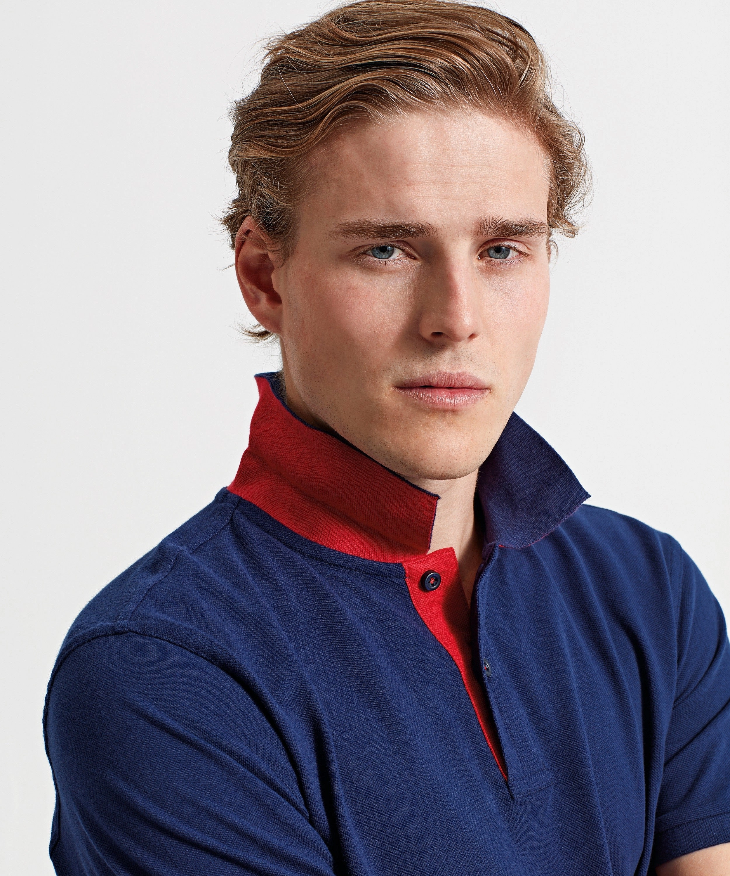 Men's Classic Fit Contrast Polo | BLACK/RED Lightweight Material