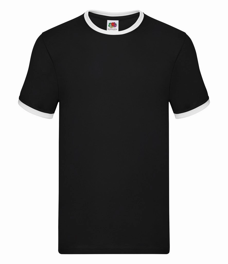 DoubleStitchedHem Ringer T | BLACK/WHITE