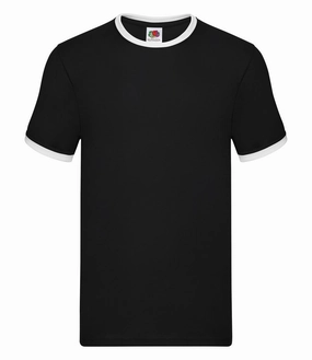 DoubleStitchedHem Ringer T | BLACK/WHITE