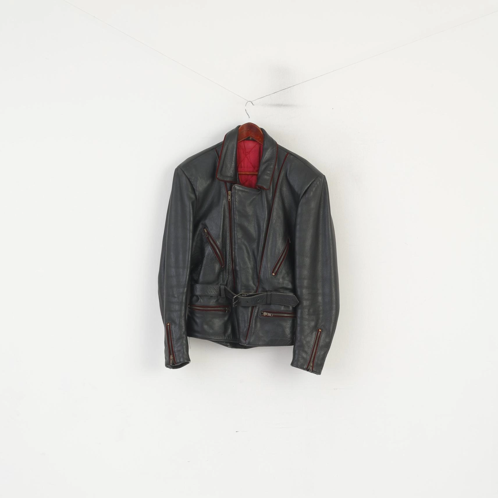 Odor Resistant Vintage Men S Leather Jacket Black Vintage Biker Heavy Full Zipper Lined Top