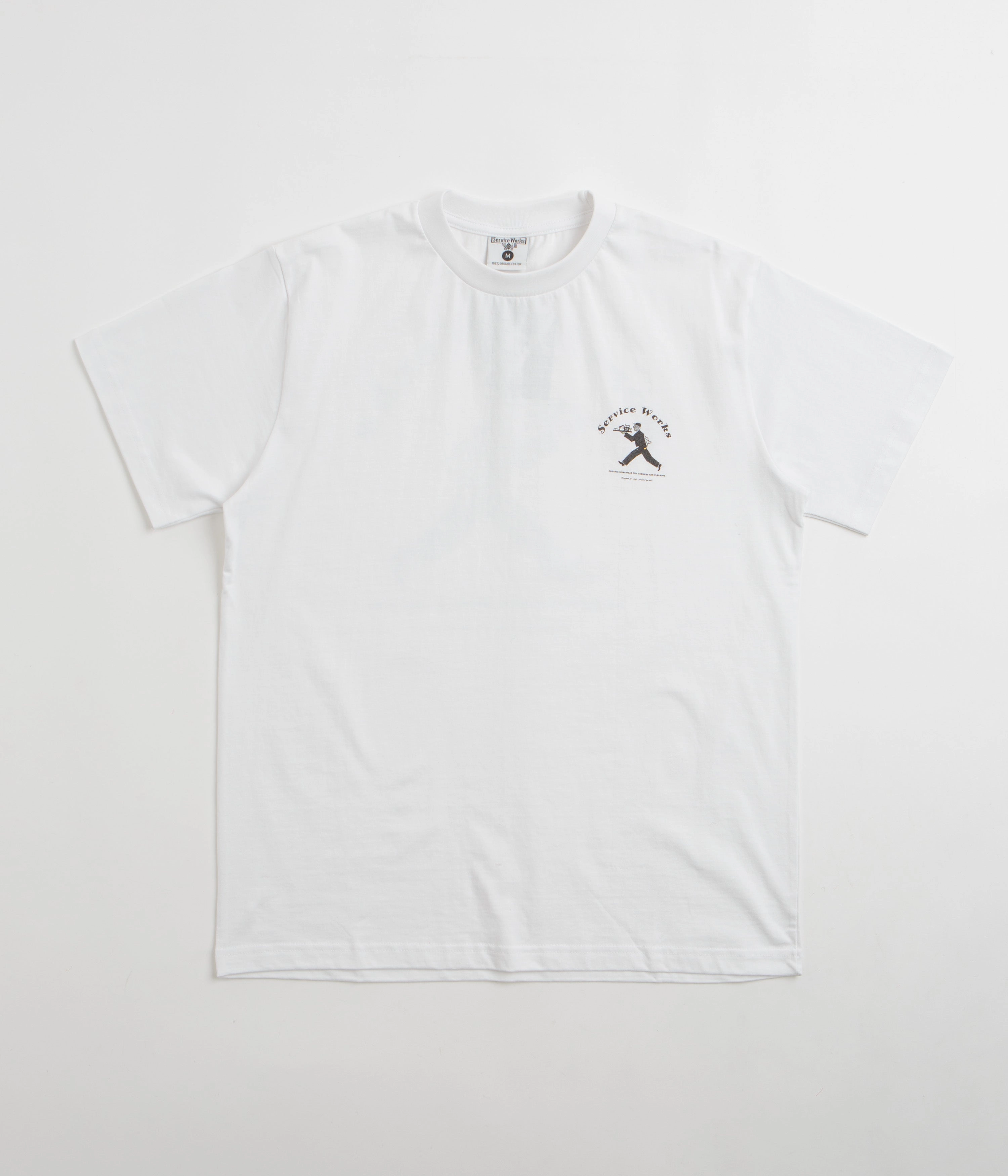 Pre Shrunk Fabric Comfortable Layering Service Works Waiter T-Shirt - White