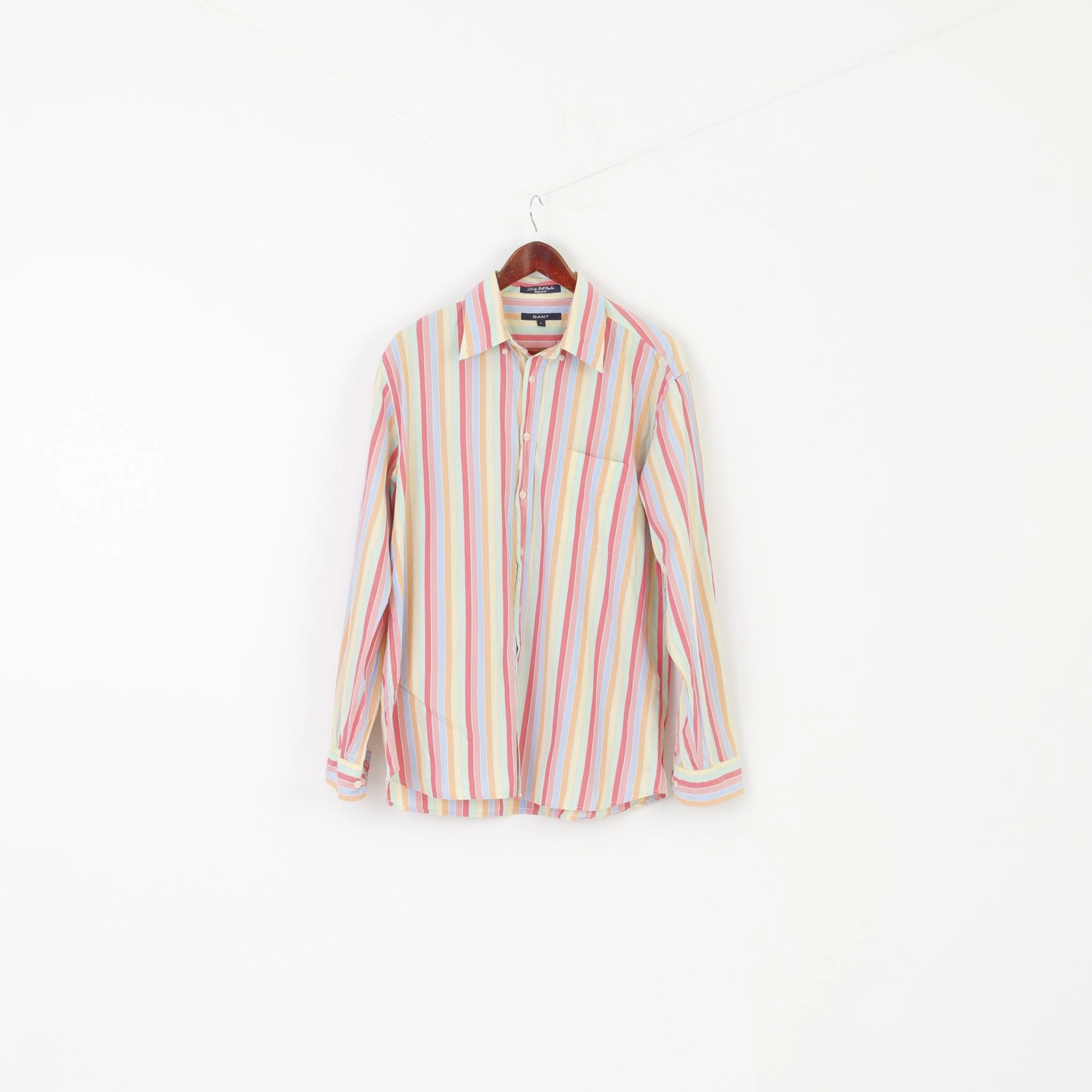 Gant Men L Casual Shirt Pastel Striped Liberty Bell Poplin Regular Long Sleeve Top Fitted Silhouette