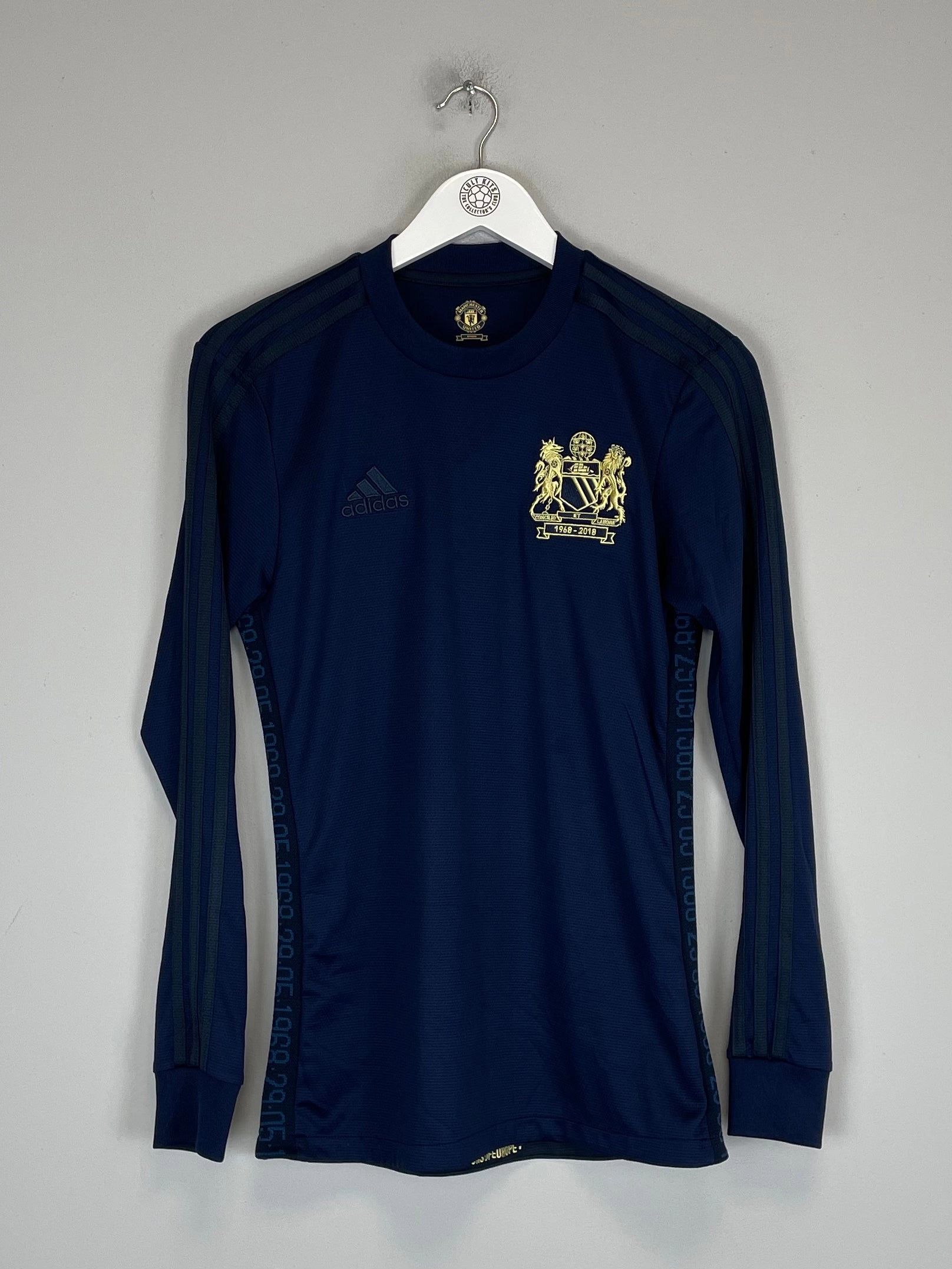 Lightweight Mesh Panels Stretch Knit Technology 2018/19 MANCHESTER UNITED L/S '50 YEAR ANNIVERSARY' SHIRT (XS) ADIDAS