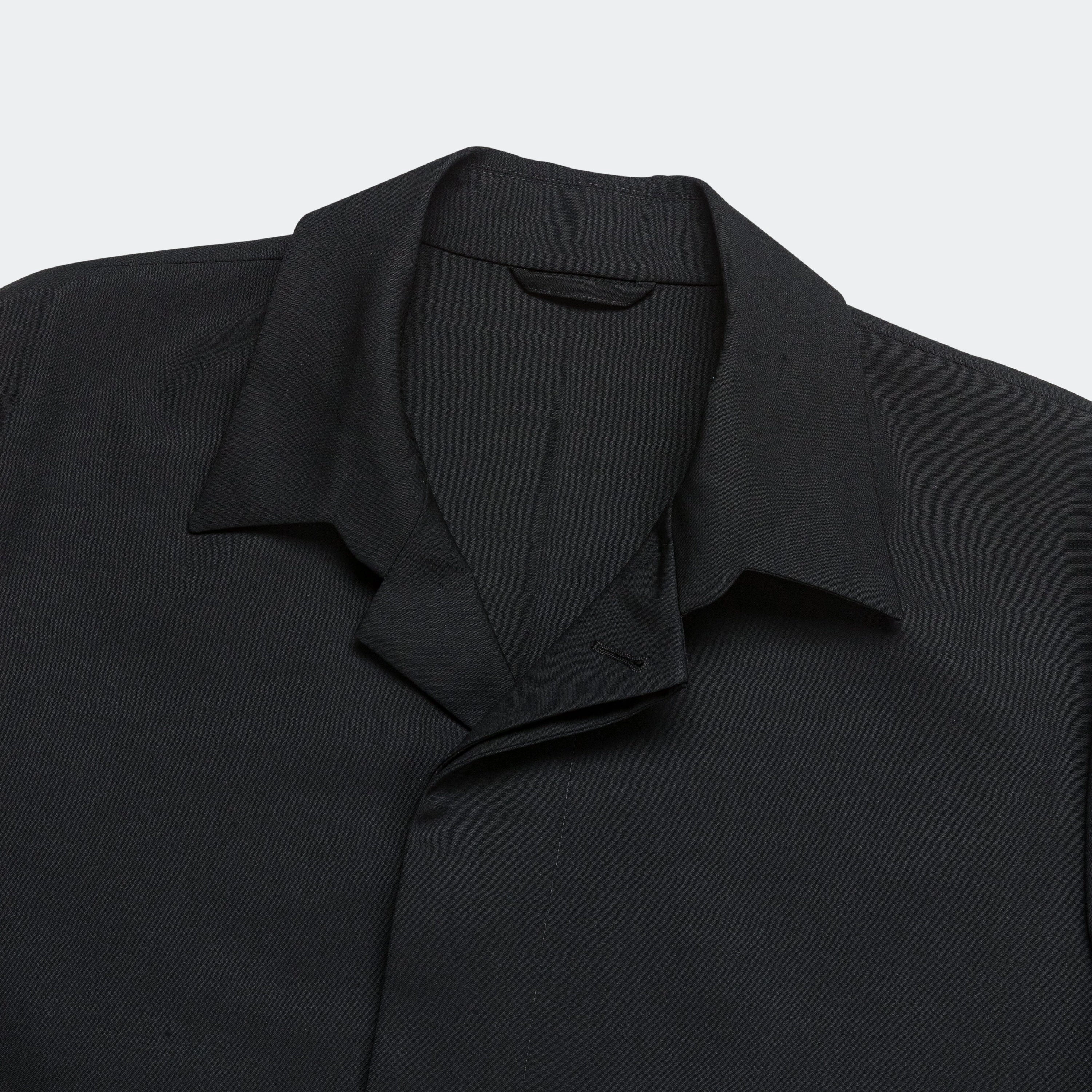 Water resistant coating Popeline Wool Jacket - Black