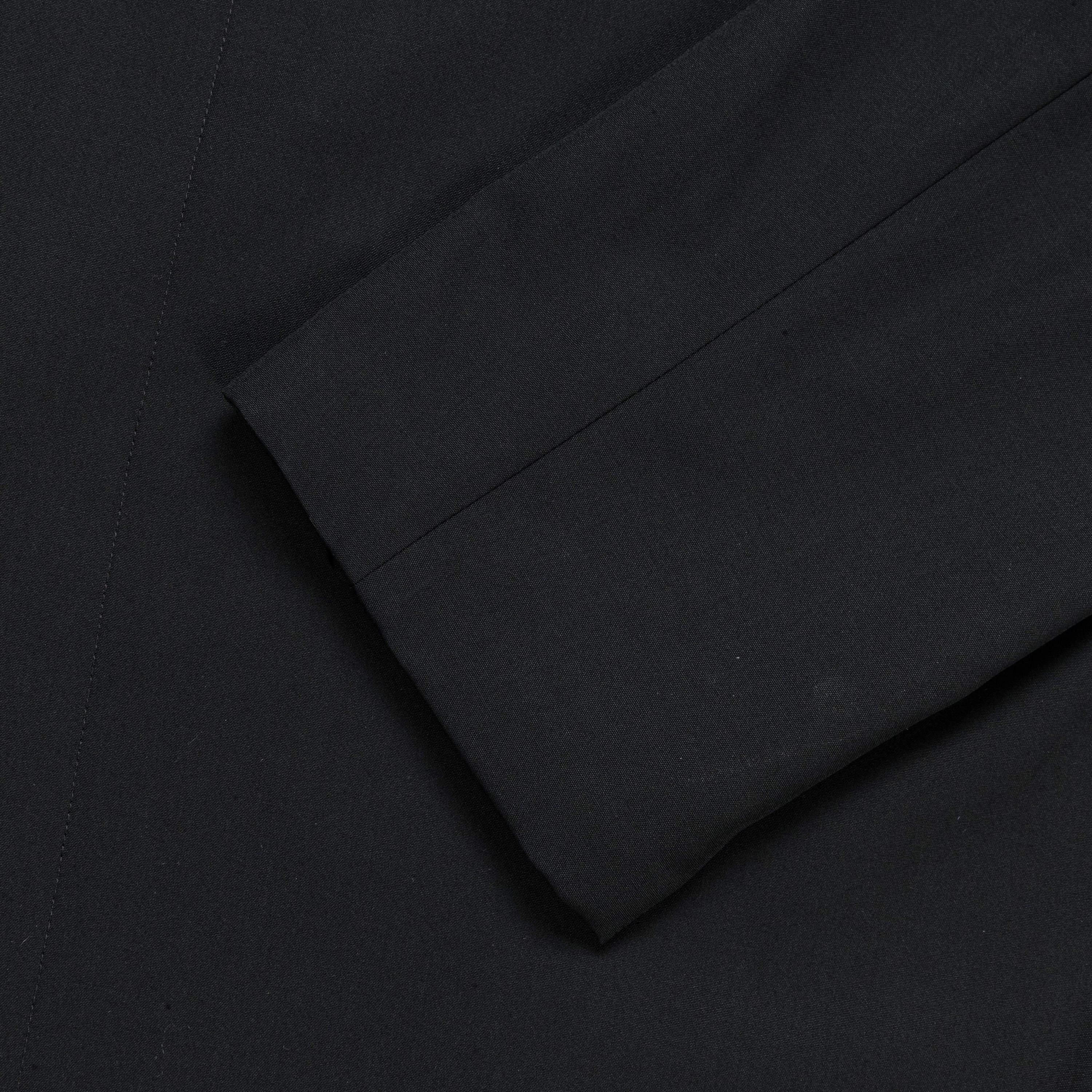 Flexible Hem Adjustment Outdoor Style Staple Popeline Wool Jacket - Black