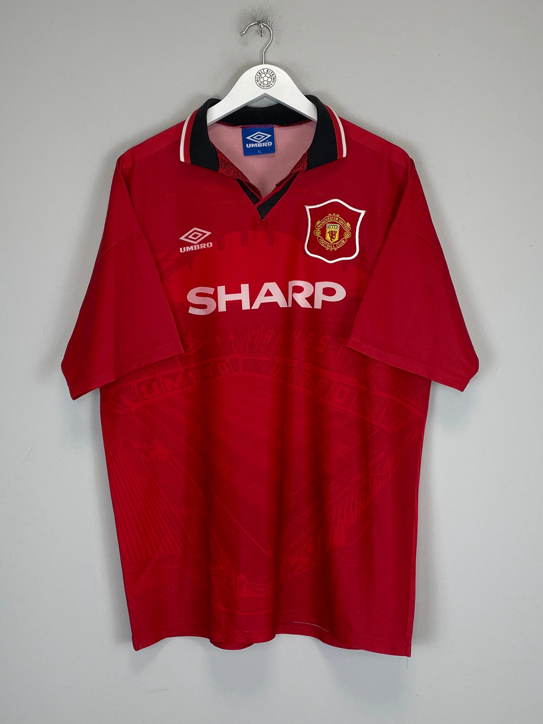 1994/96 MANCHESTER UNITED HOME SHIRT (XL) UMBRO Zero Waste Manufacturing Process Stretch performance