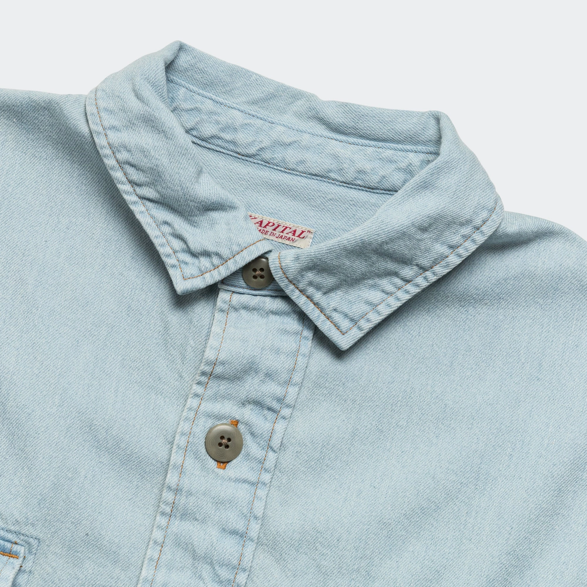 Non Restrictive Armhole Compact Fold Design 8oz Denim Shirt Anorak - PRO