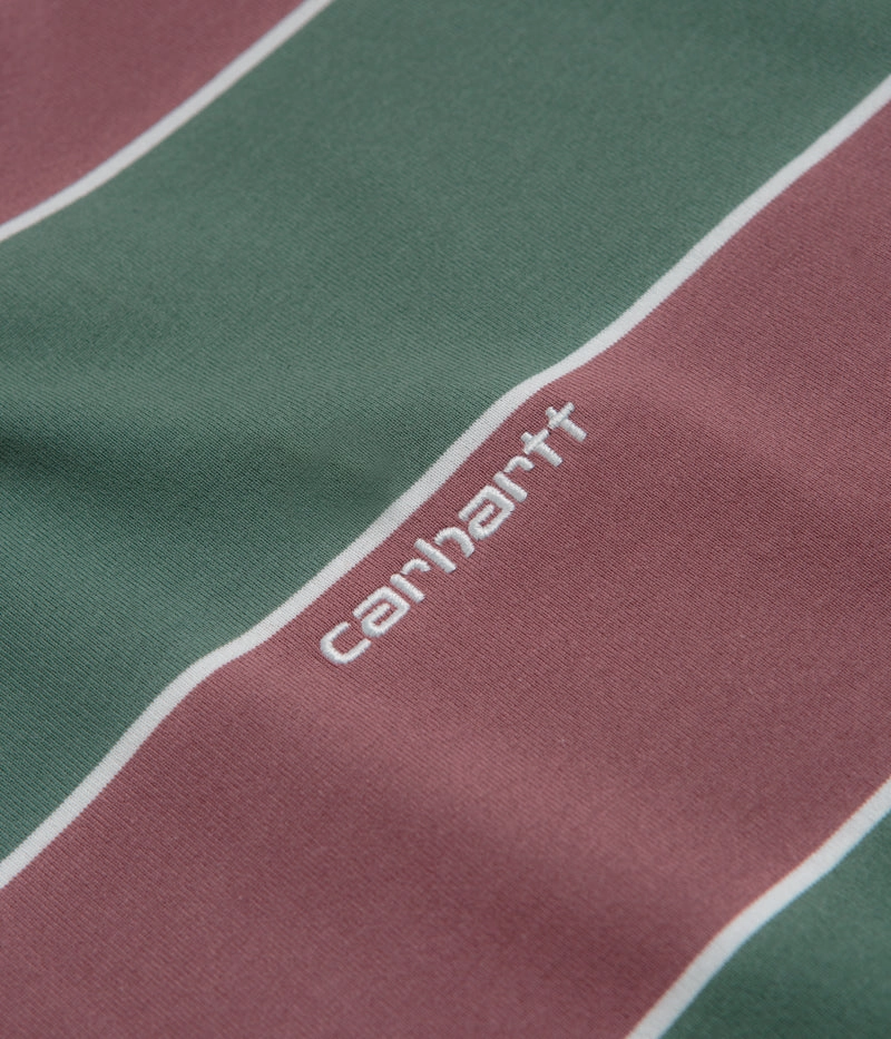 Carhartt Quinby T-Shirt - Quinby Stripe / Silver Pine Subtle Logo Placement Layered Sleeve Construction