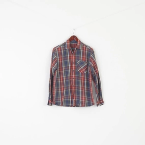Cotton Traders Men S Casual Shirt Red Blue Check Rust Cotton Long Sleeve Top Trendsetting Style Flexible Material