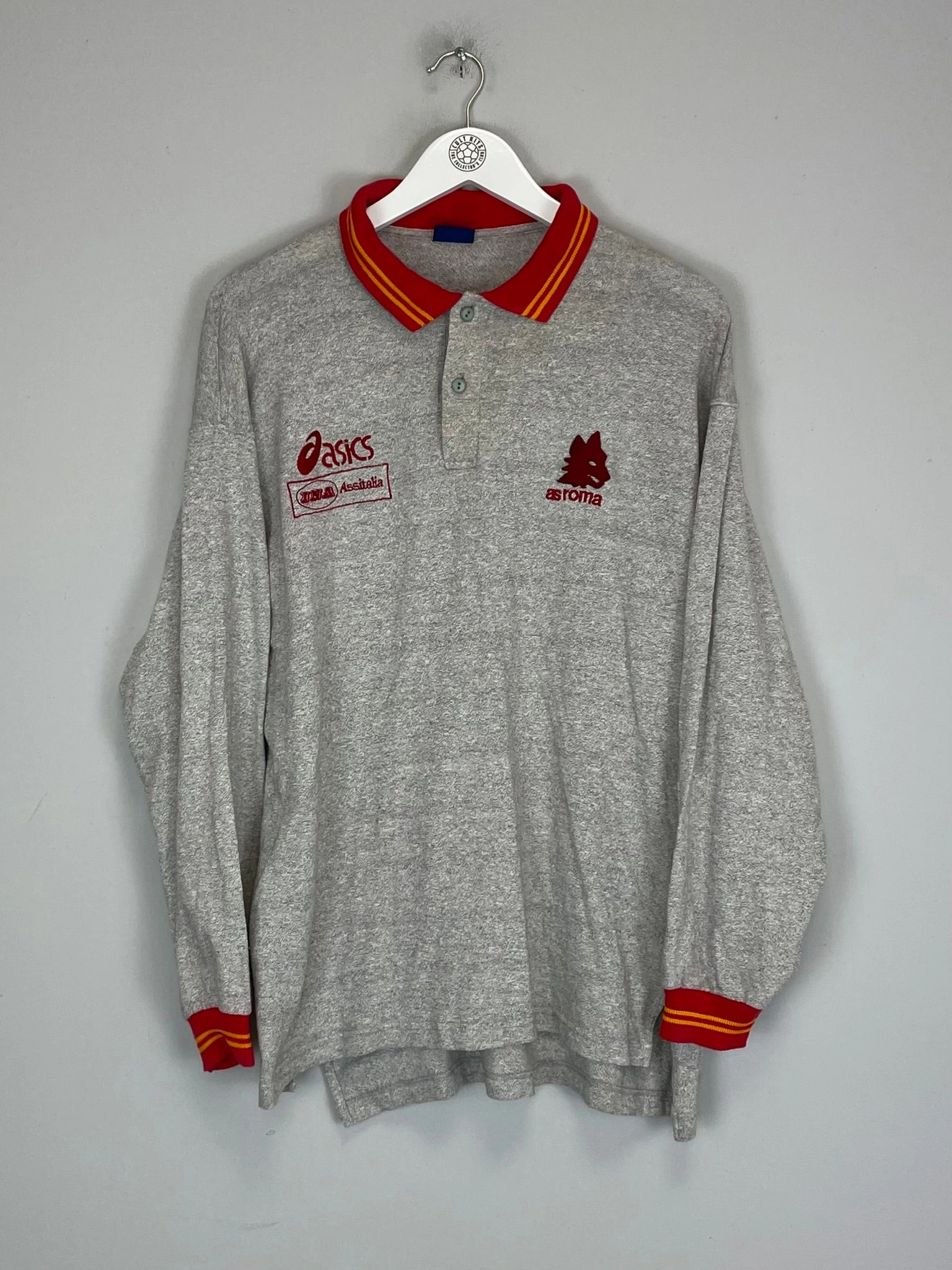 Stretchable Knit Material Quick Pull 1995/96 ROMA L/S POLO SHIRT (M) ASICS
