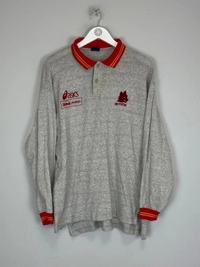 Stretchable Knit Material Quick Pull 1995/96 ROMA L/S POLO SHIRT (M) ASICS