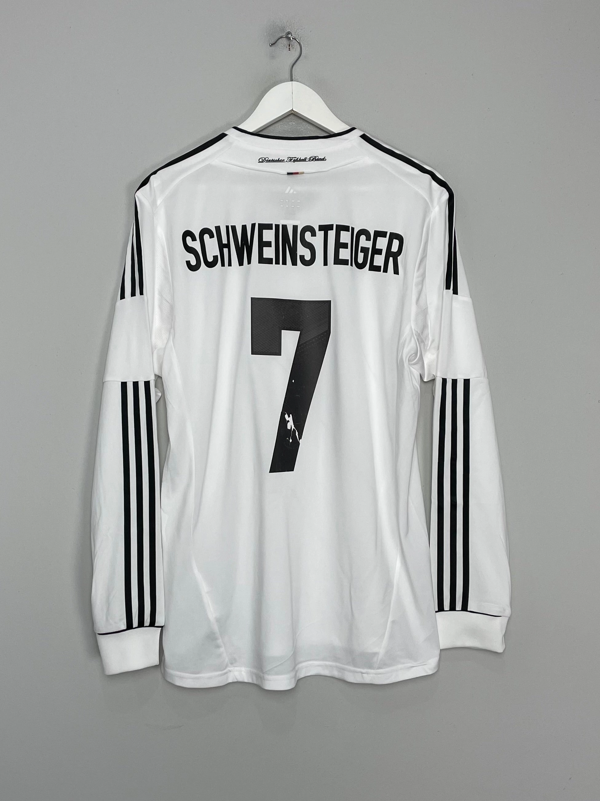 Non Restrictive Movement 2012/13 GERMANY SCHWEINSTEIGER #7 *PLAYER ISSUE* L/S HOME SHIRT (XL) ADIDAS