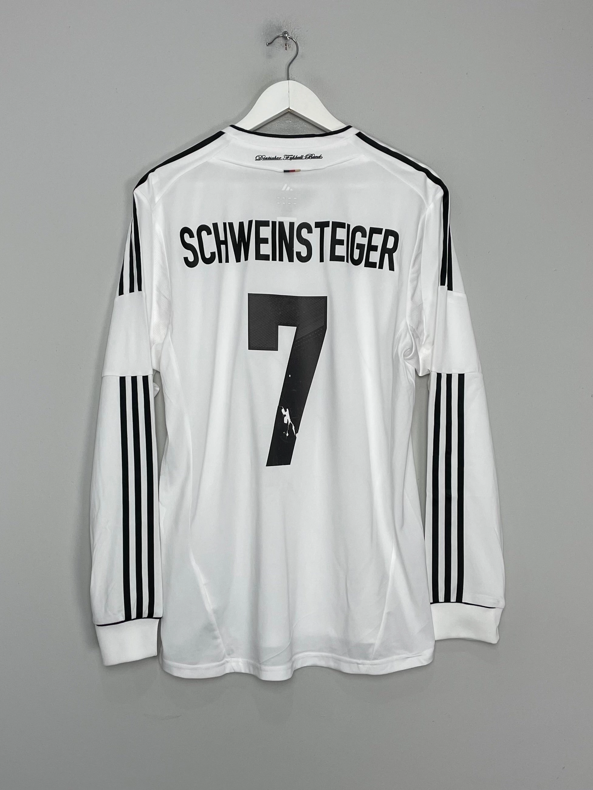 2012/13 GERMANY SCHWEINSTEIGER #7 *PLAYER ISSUE* L/S HOME SHIRT (XL) ADIDAS Double Layered Edging
