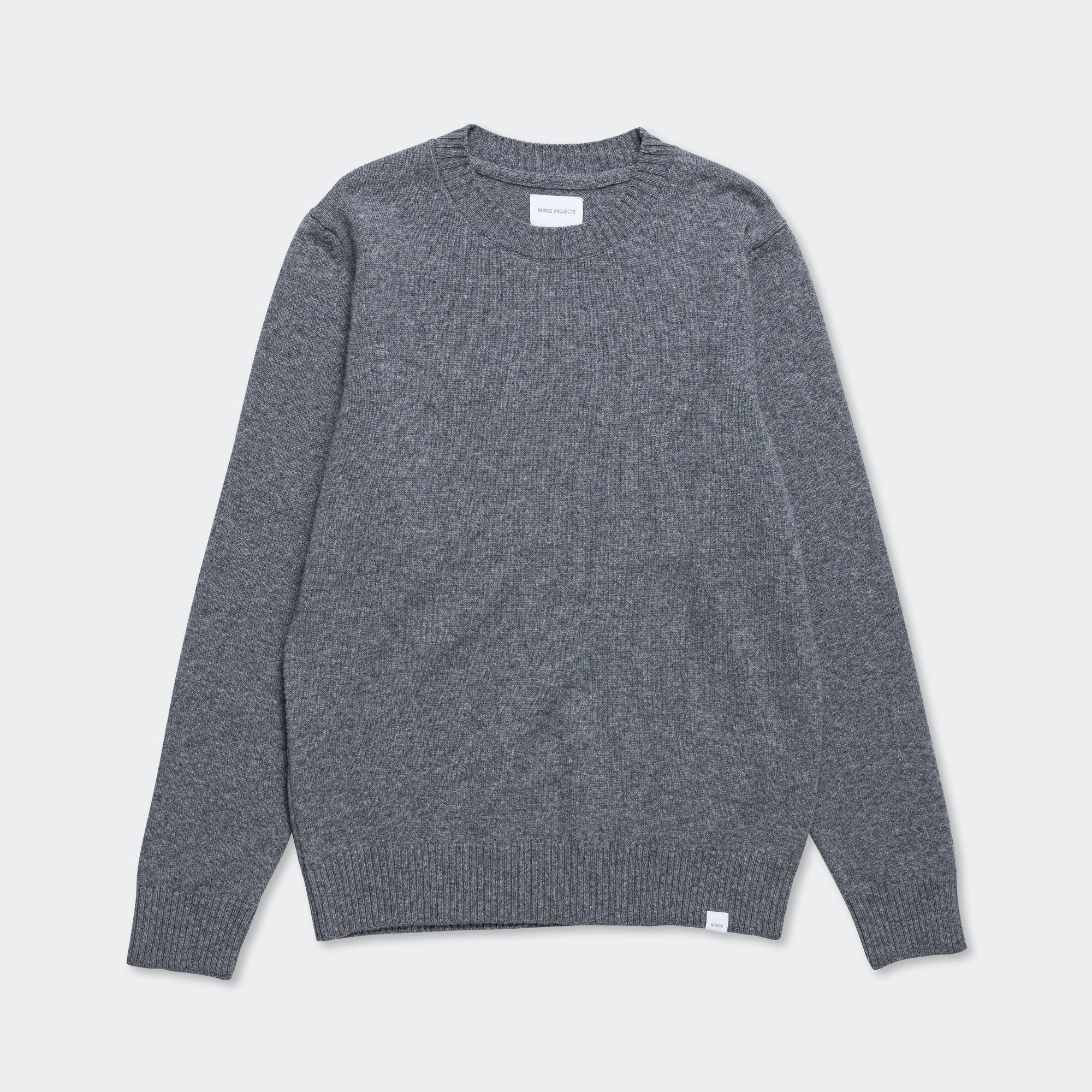 Standard Merino Lambswool Sweater - Grey Melange Balanced Stretch Structure NonRestrictive Cuff