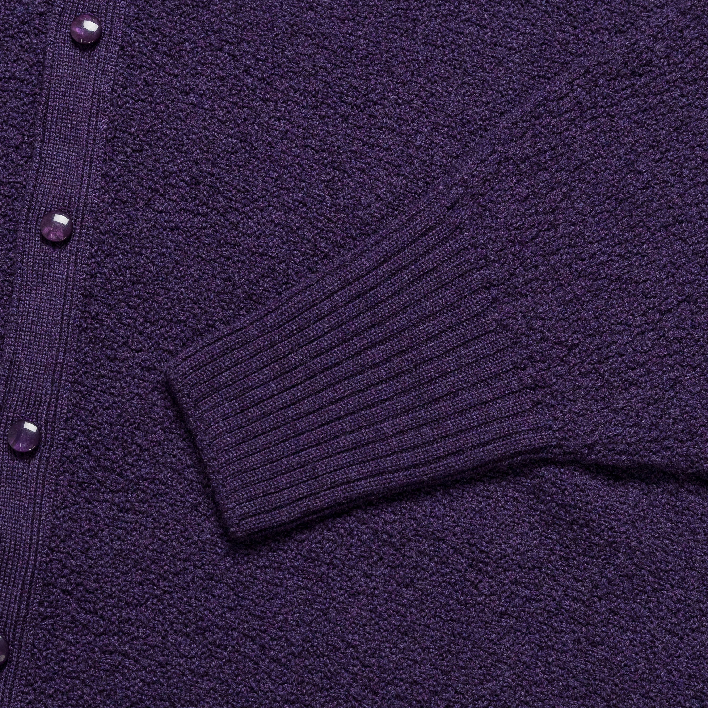 V-Neck Cardigan - Purple Merino Wool Knit Modern Touch Stylish Comfort