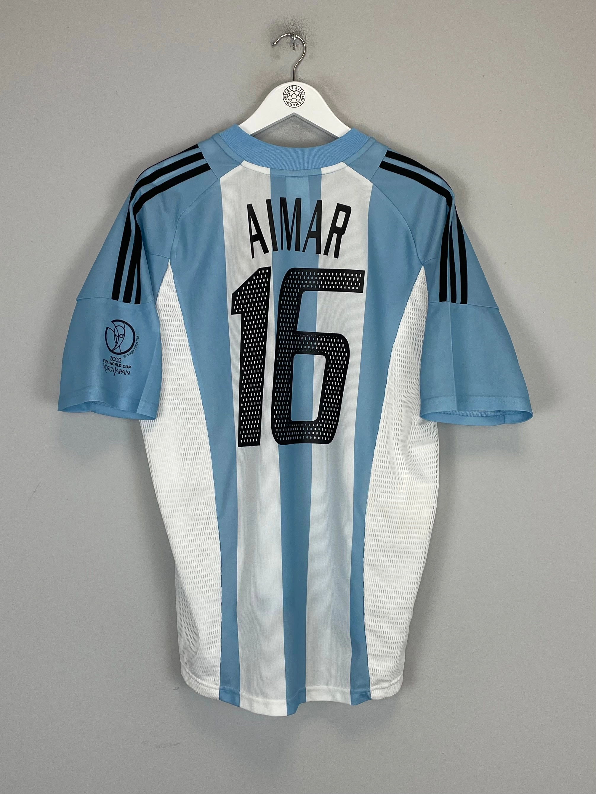 2002/04 ARGENTINA AIMAR #16 HOME SHIRT (L) ADIDAS Fresh Comfort Relaxed Neckline