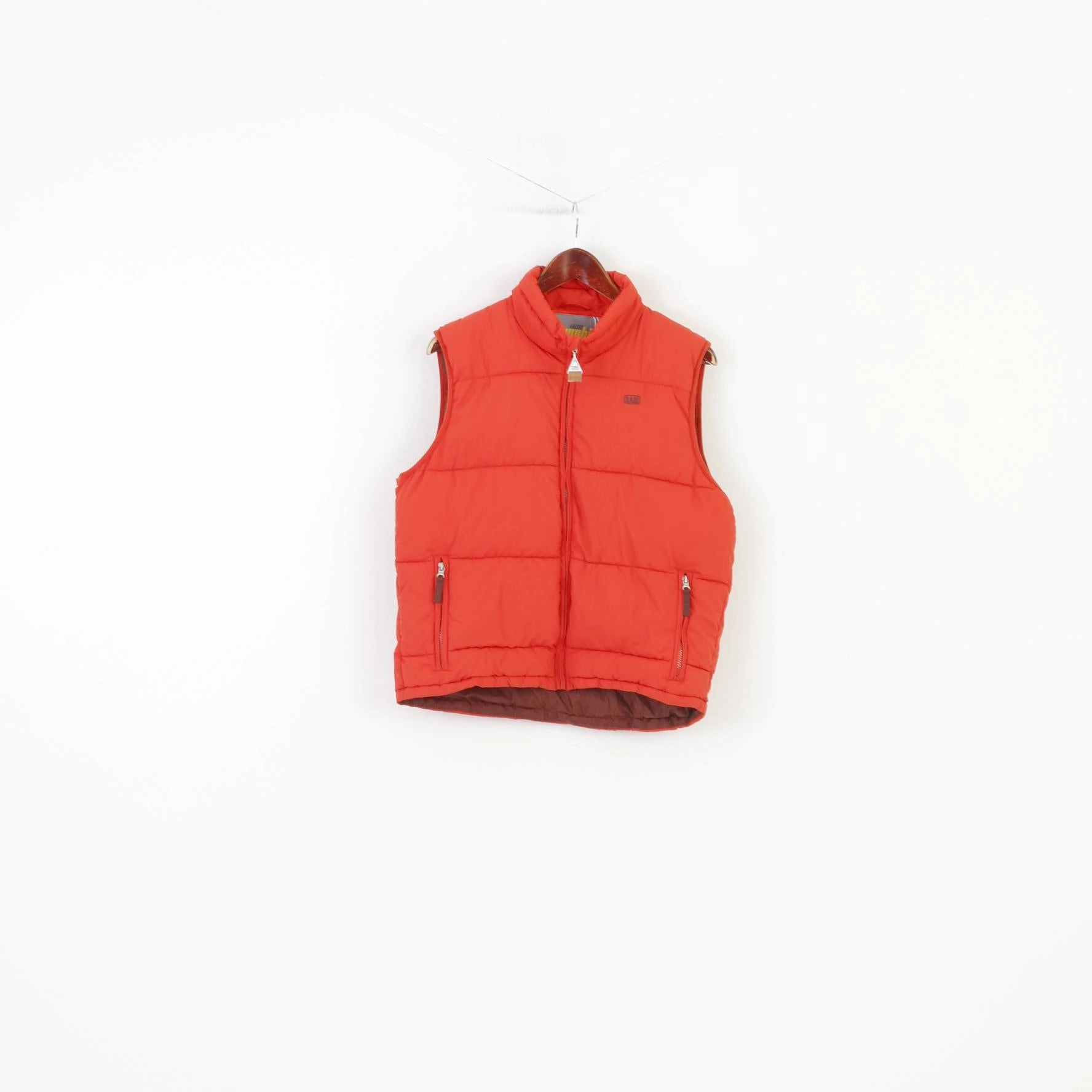 Weather Protection Quick Dry Technology Ragsco Men XL Vest Orange Puffer Downhill Racer Full Zipper Padded Vintage Top