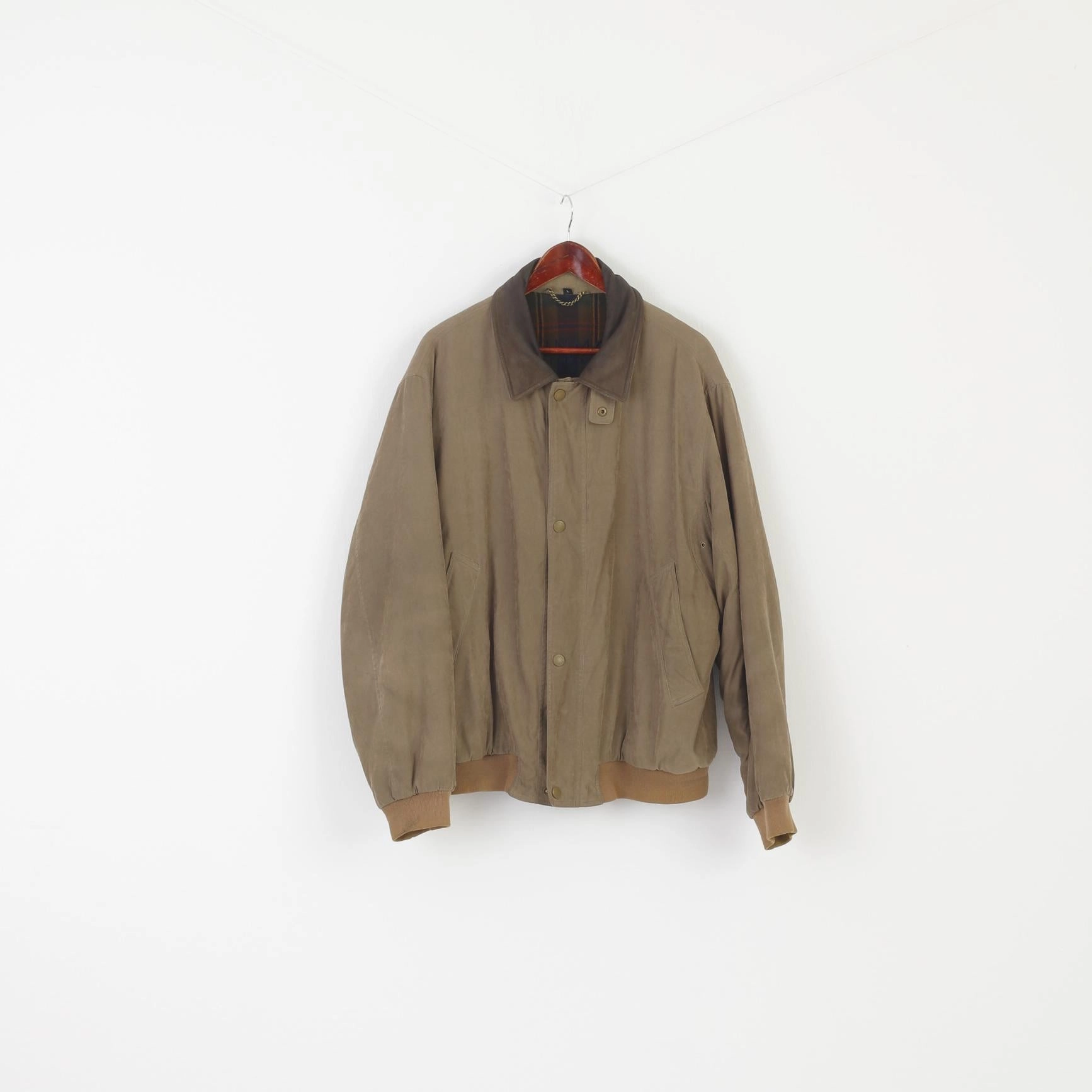 Rainman London Men L Jacket Green Padded Nylon Bomber Classic Zip Up Top Stylish Protection