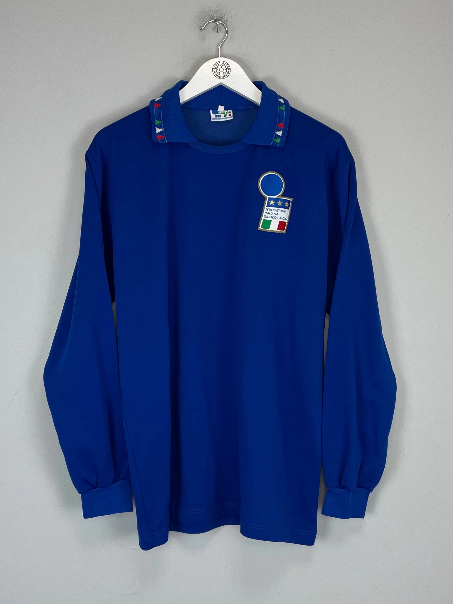 1992/93 ITALY L/S #11 HOME SHIRT (L) DIADORA streamlined look Sweat Control