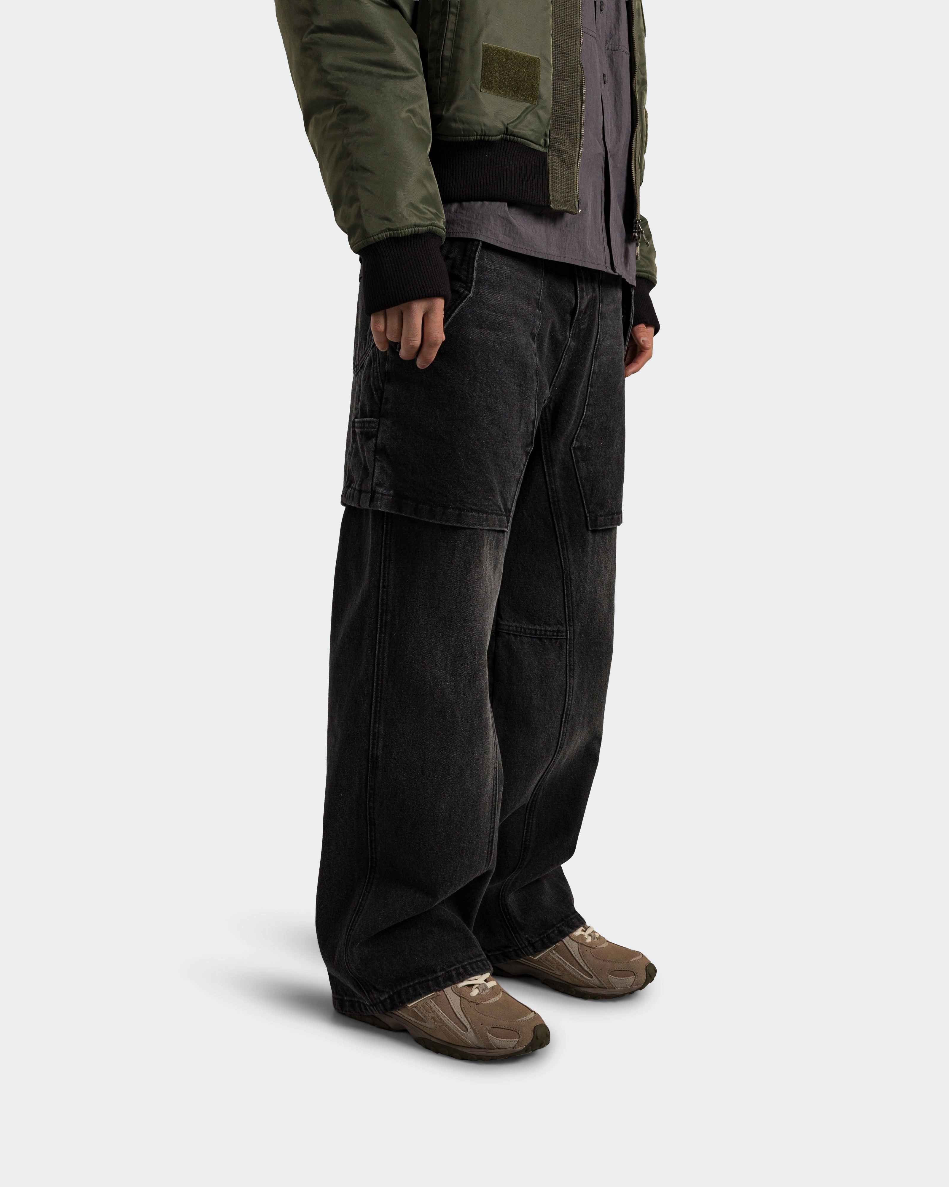 Raptor Layered Wide-Leg Jeans - Washed Black Perfect Layer