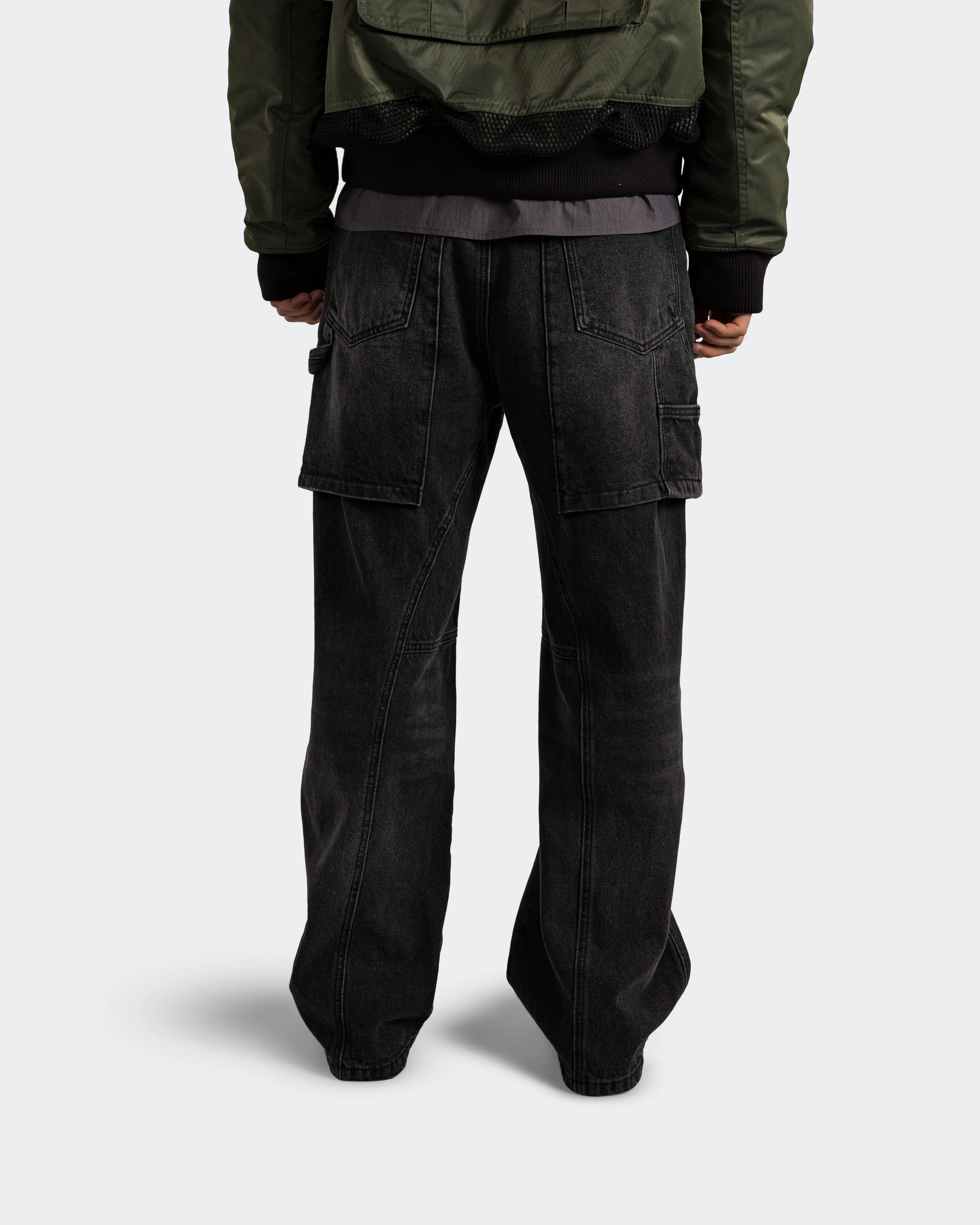 FrictionResistantEdging Transitional Style Raptor Layered Wide-Leg Jeans - Washed Black