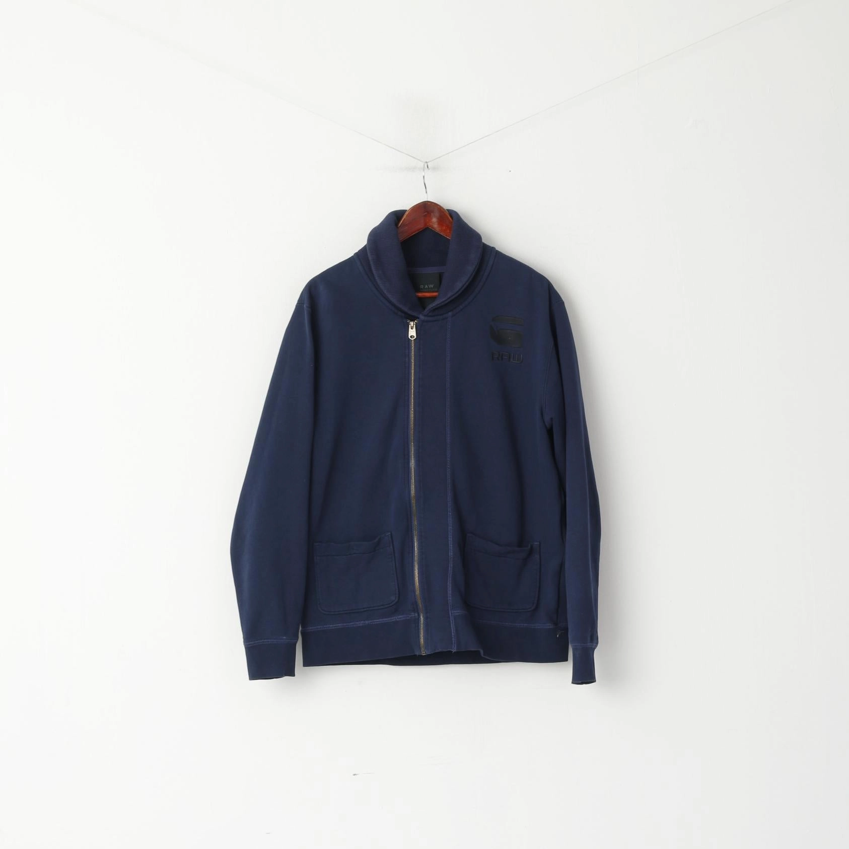 Comfy Street Style Raw Correctline by G-Star Men XL (L) Sweatshirt Navy Cotton Jumper Full Zipper Top