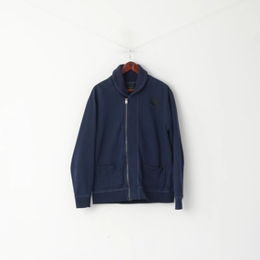 Comfy Street Style Raw Correctline by G-Star Men XL (L) Sweatshirt Navy Cotton Jumper Full Zipper Top