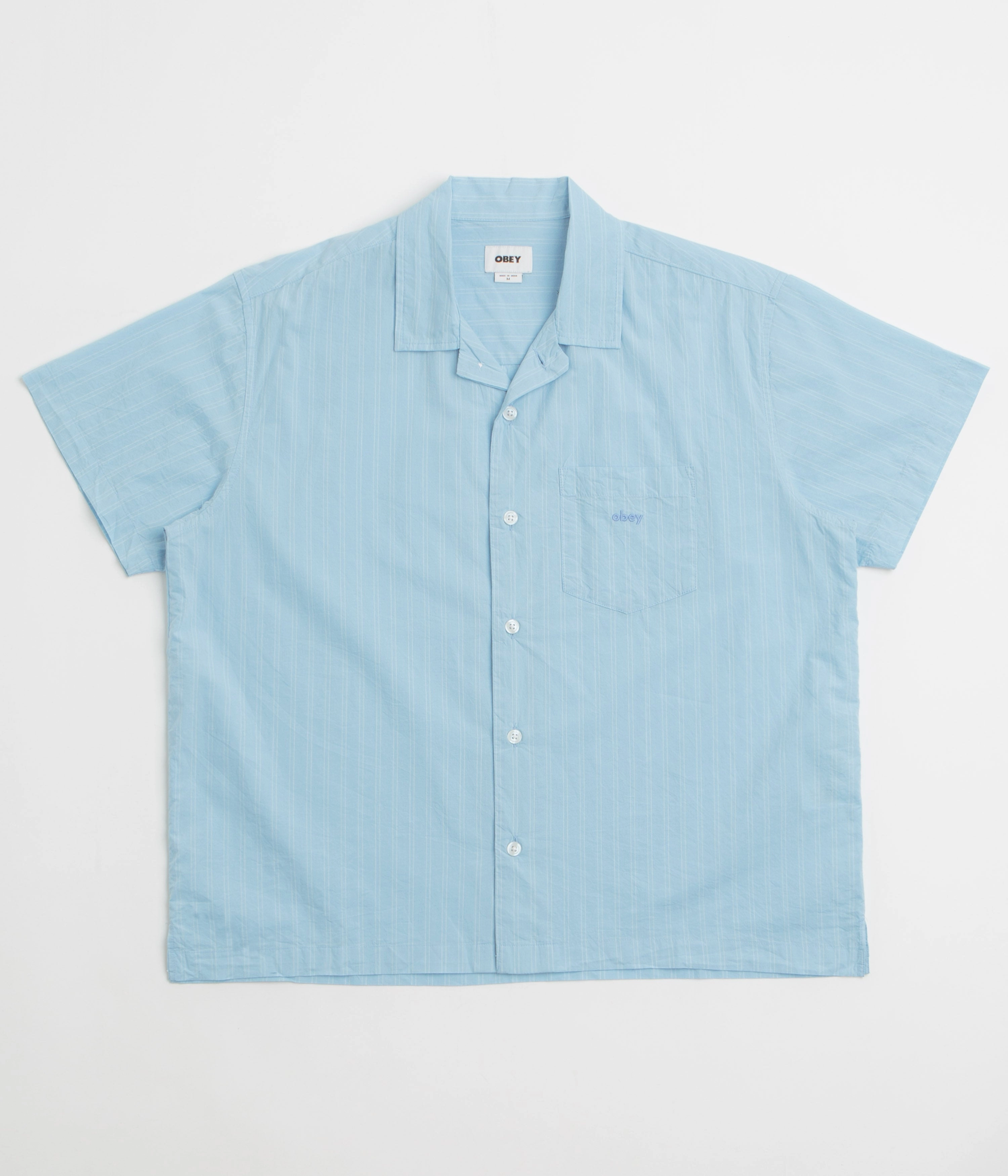 Obey Rizzo Short Sleeve Shirt - Cerulean Multi Trendy designs Polished Placket