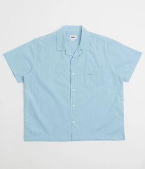 Obey Rizzo Short Sleeve Shirt - Cerulean Multi Trendy designs Polished Placket