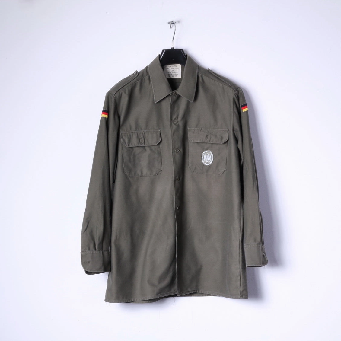 Layering Piece checkered pattern Rawe Rheda Mens 41/42 M/L Casual Shirt Green Military Germany Army Top