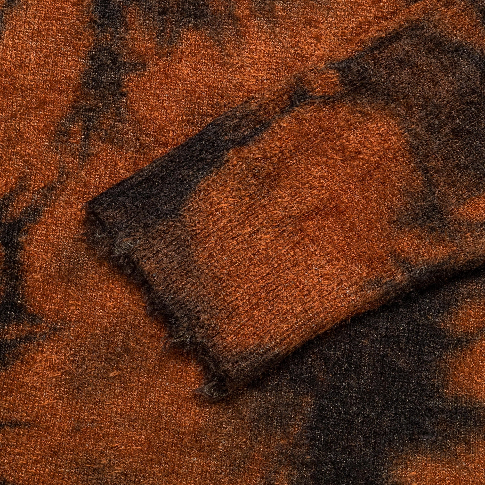 Rayon Mole Yarn Jersey Uneven Dye Knit Crew - Brown/Orange EcoFriendly Dye