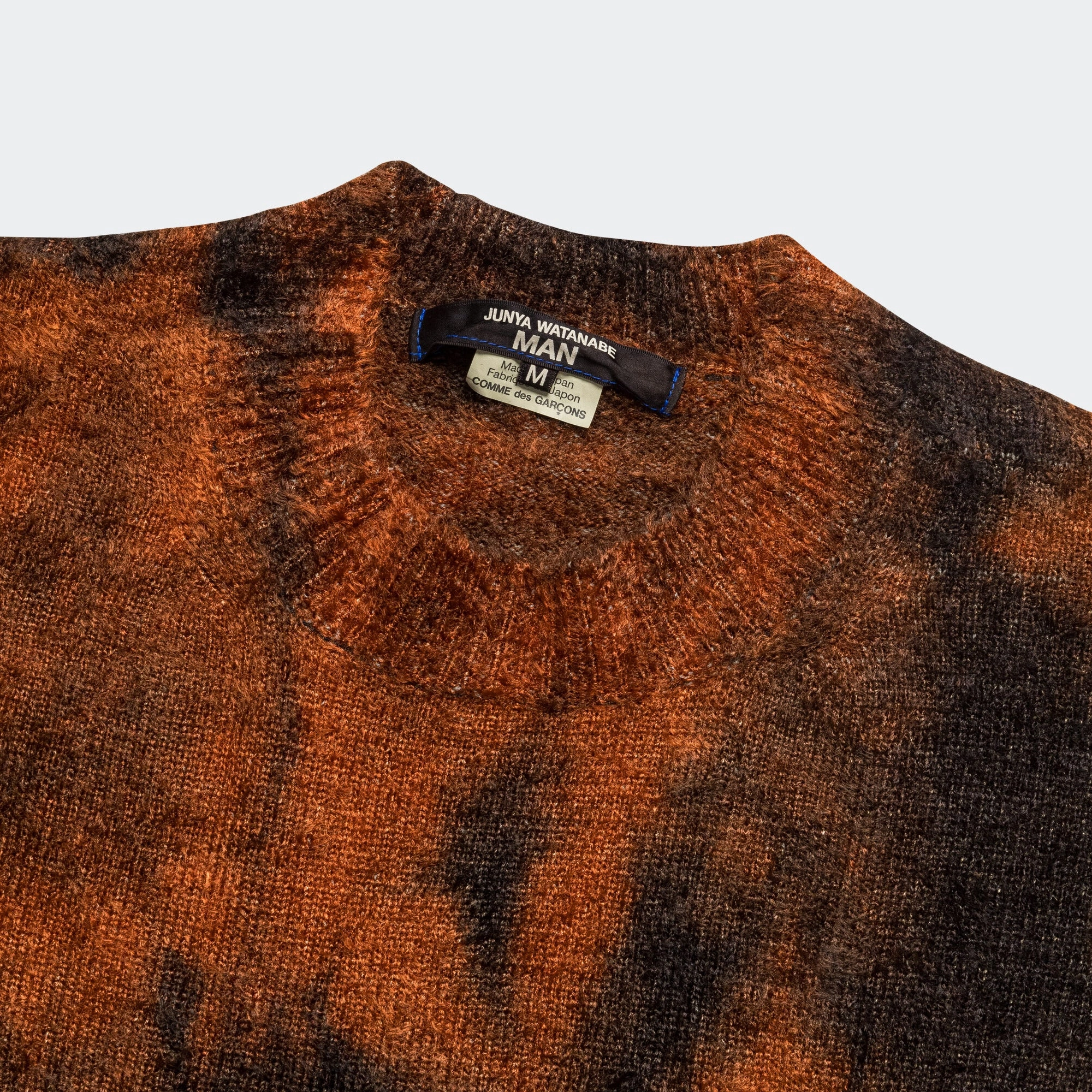 Rayon Mole Yarn Jersey Uneven Dye Knit Crew - Brown/Orange Fresh Warmth