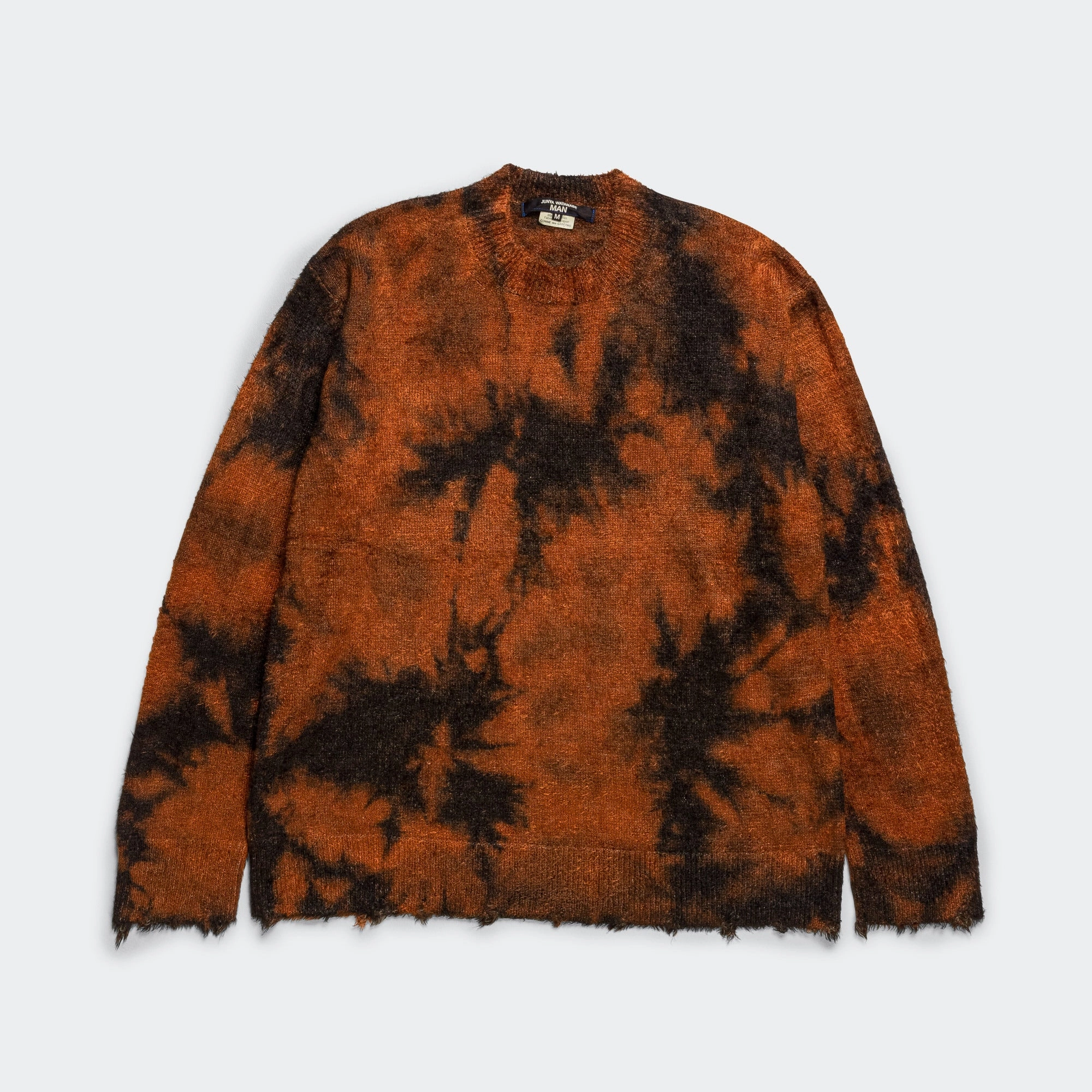 Rayon Mole Yarn Jersey Uneven Dye Knit Crew - Brown/Orange Daily Casual Fall Ready