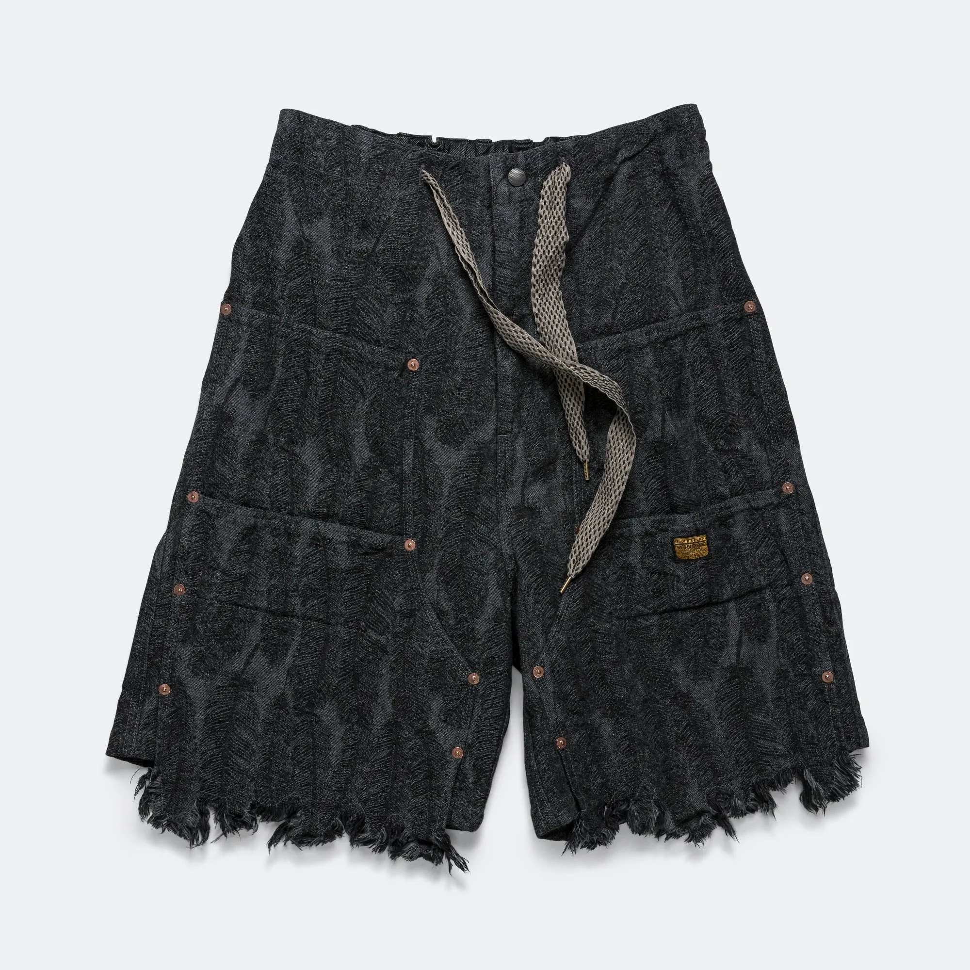 Stylish Daily Wear Parent Style 12oz MAGPIE Denim W-Knee Easy Short Pants - Black/Black