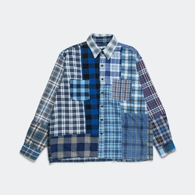 Holiday Outfit Compact Fold Design Rebuild Flannel Straight Hem Shirt SS25 - Large #6