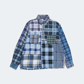 Layered Look slim cut Rebuild Flannel Straight Hem Shirt SS25 - Small #1