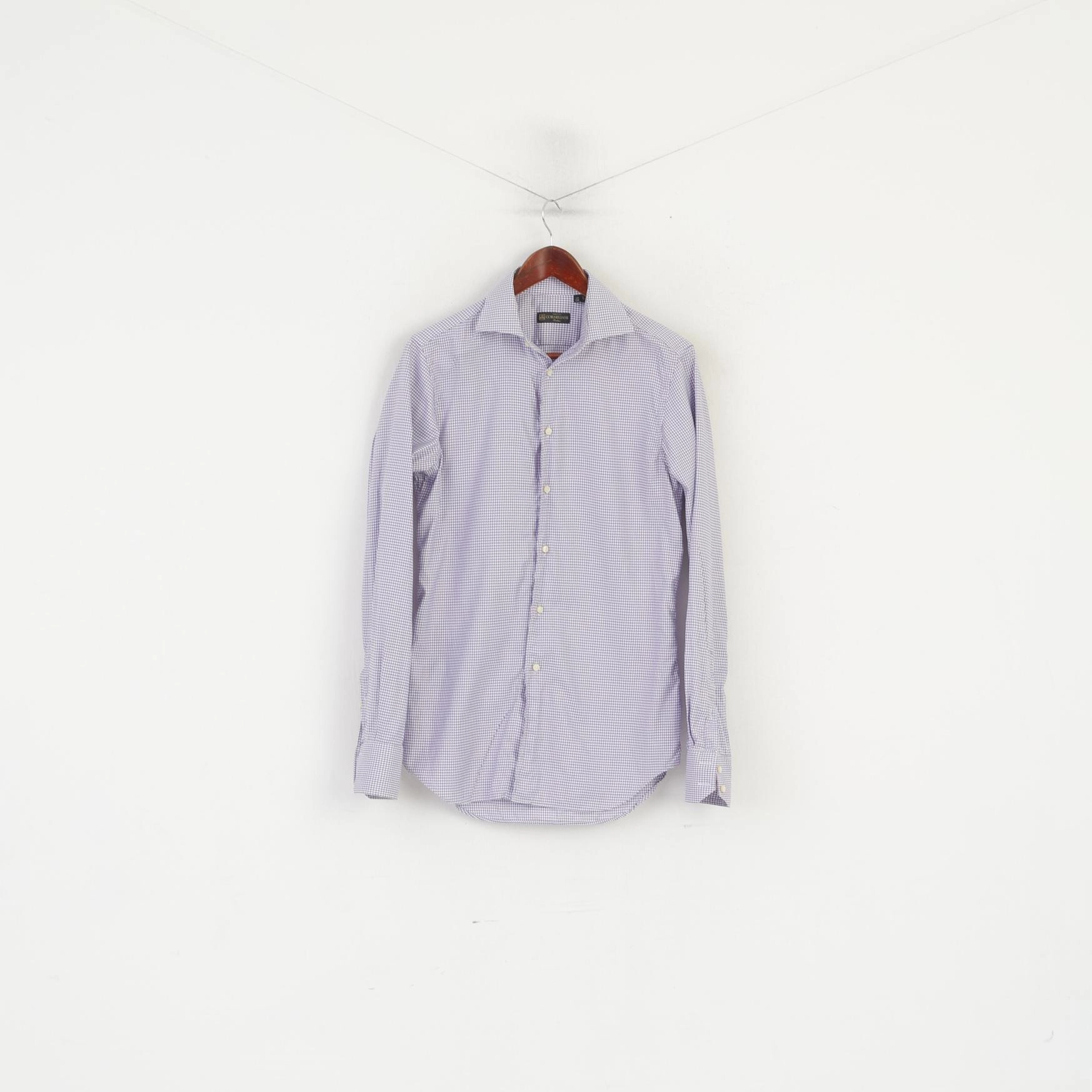 Urban Wear Corneliani Men 15 38 L Casual Shirt Purple Cotton Made in Italy Slim Fit Top