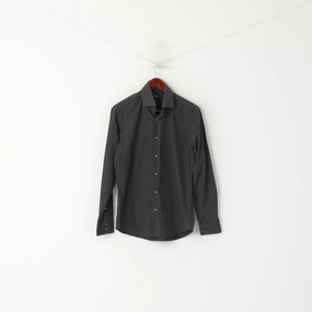 Durable Buttons Hugo Boss Men S 40 Casual Shirt Black Striped Cotton Regular Fit Long Sleeve Top