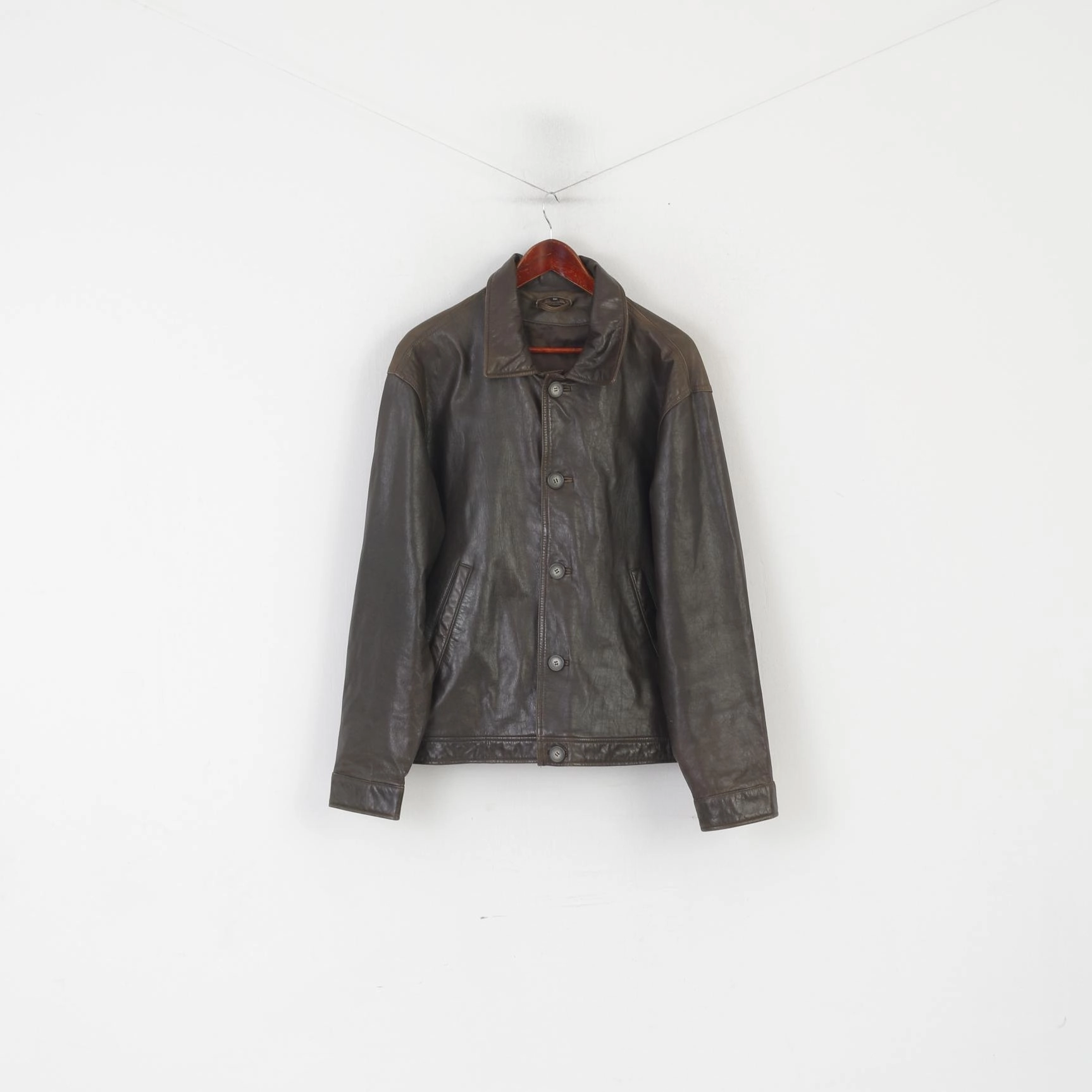 popular in Africa Weekend Wear Trapper Men 46 56 XL Jacket Brown Soft Leather Ledder Single Breasted Top