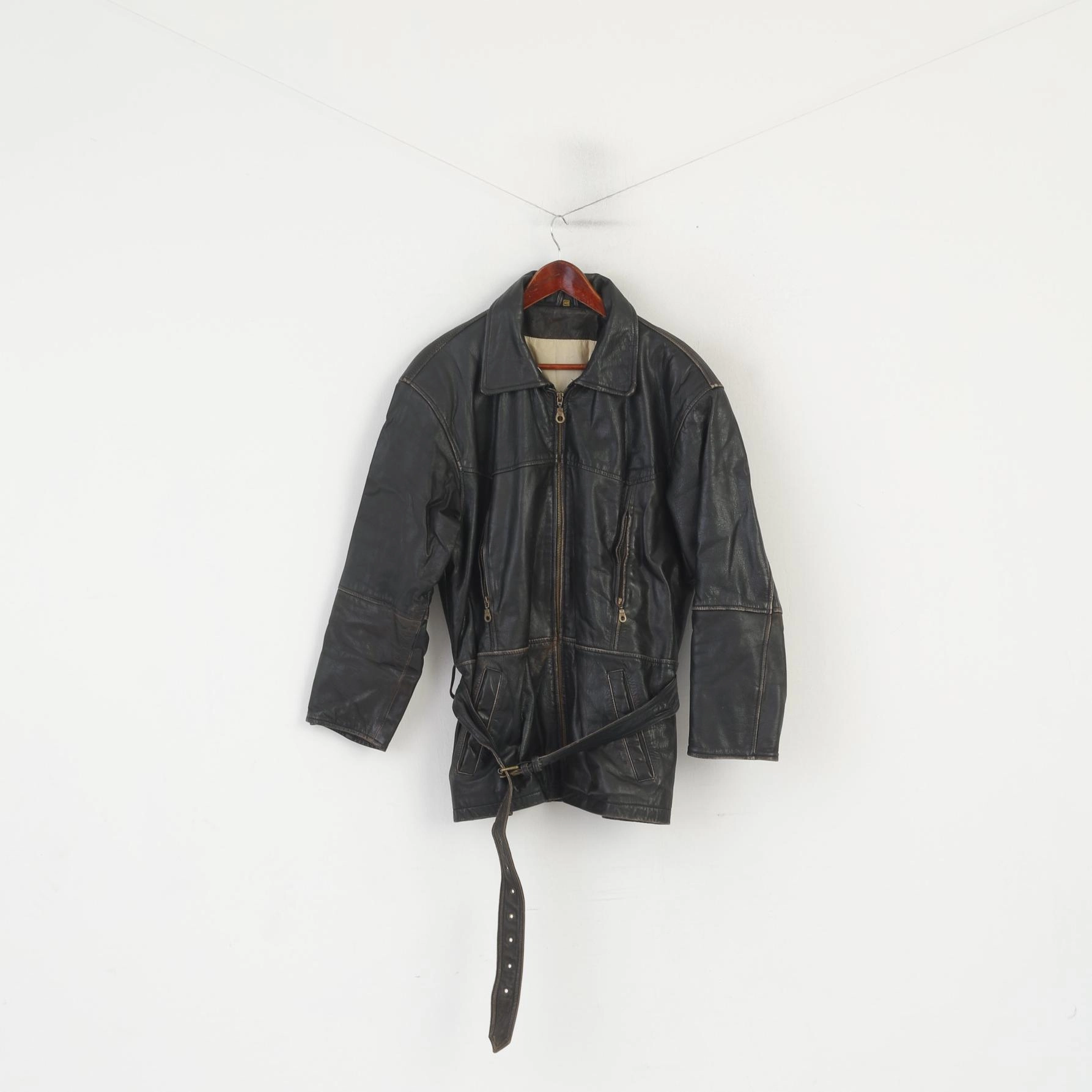 Adventure Gear Dual Zip Functionality Red Baron Men 40 M Jacket Brown Leather Vintage Pilot Belted Full Zip Aviator Top