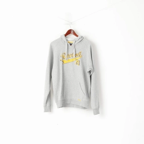 Reebok Men M Sweatshirt Grey Cotton Hooded Vintage Kangaroo Pocket Hoodie Top product premium quality Cold Day Wear