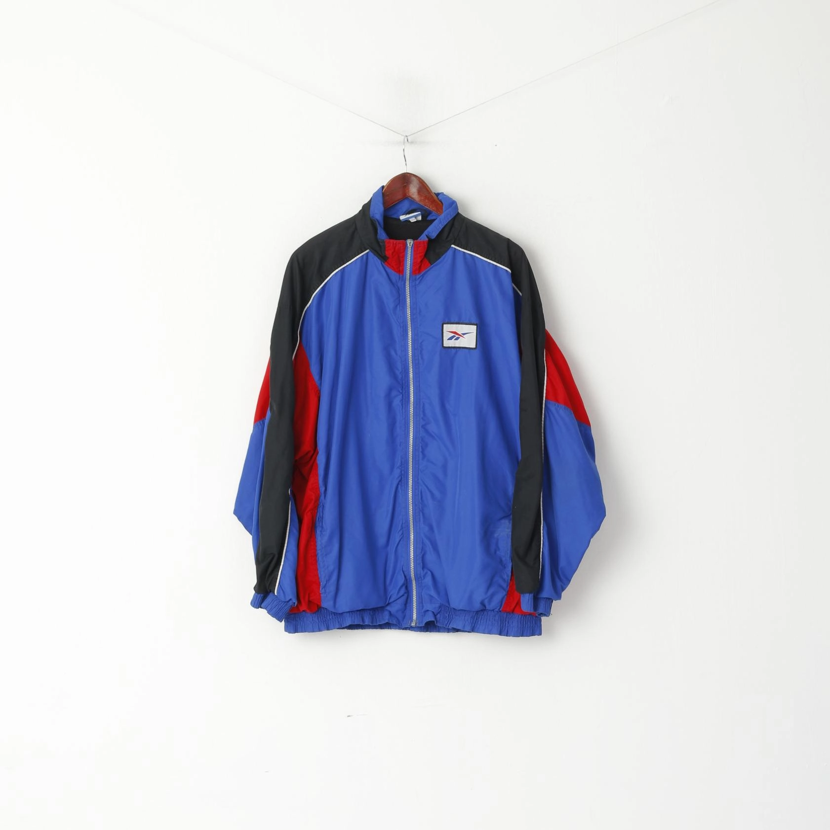 Reebok Men XL Jacket Blue Vintage Lightweight Mesh Lined Sport Department Top Layer Focus