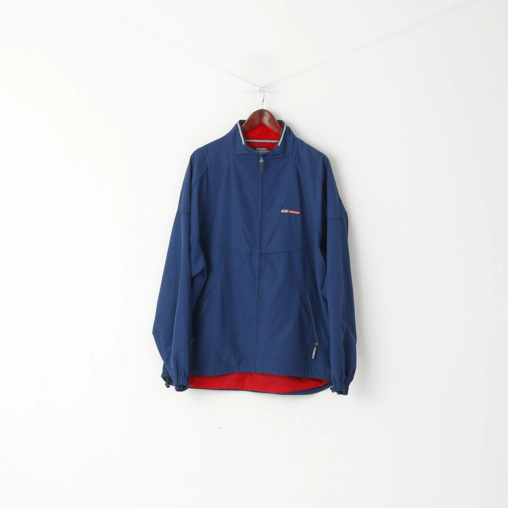 Core Look Reebok Traning Men XL Jacket Navy Vintage Full Zipper Activewear Sport Top