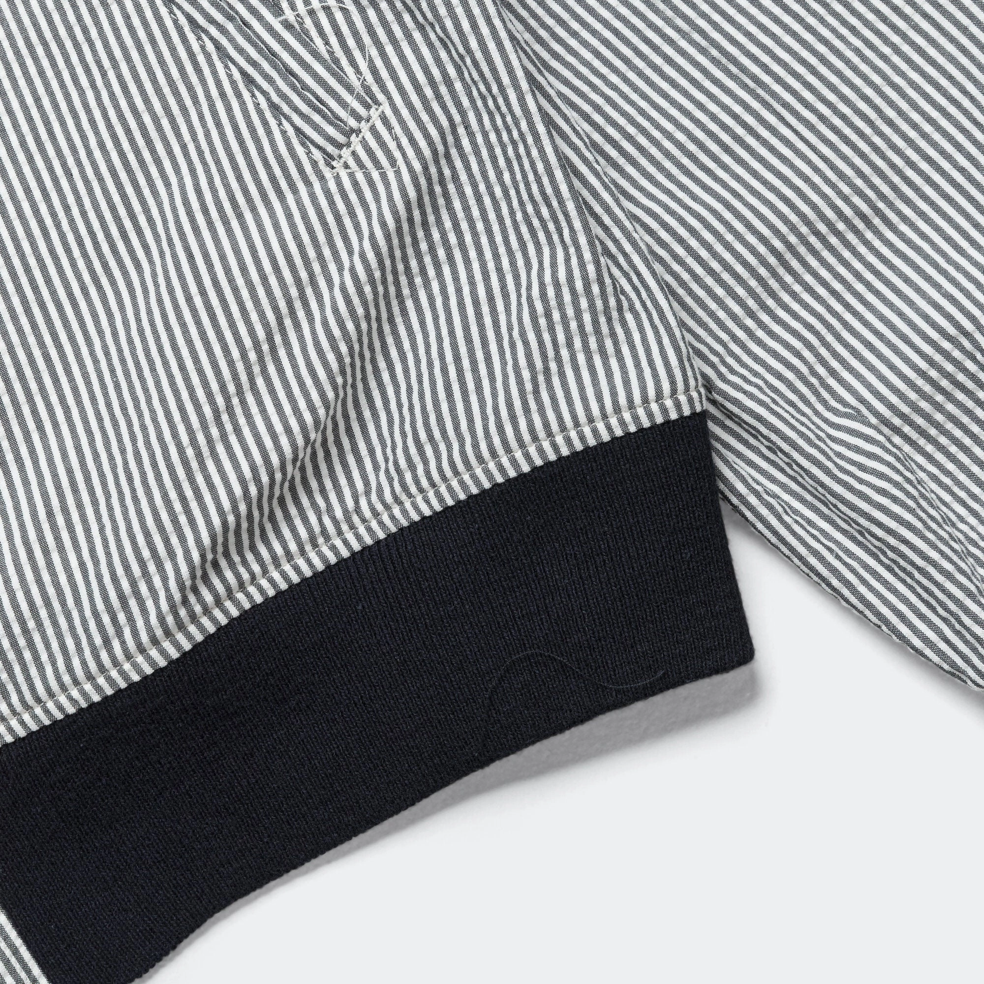 LL Jacket - Navy Cotton Seersucker Stripe Airtight Seam Sealing Windproof Closure