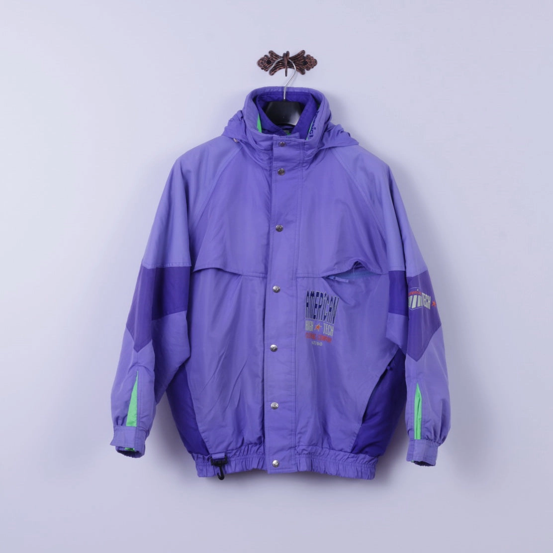 standard size American Clothing Company Mens S Jacket Purple High Tech Full Zipper Hooded Retro Top