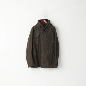 G-STAR RAW Men XXL (XL) Jacket Brown Wax Cotton Hooded Zip Up Astron Parka Top challenge Bonded seams