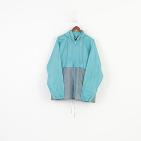 Active Men 2XL Jacket Light Nylon Hidden Hood Grey Green Sport Waterproof Full Zipper Top Water Repellent Coating Functional Warmth