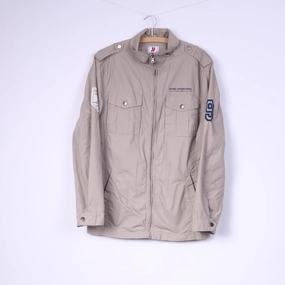 Cherish Convertible Collar Reject Men M Lightweight Jacket Beige Campus Brand Street Wear Full Zipper Top